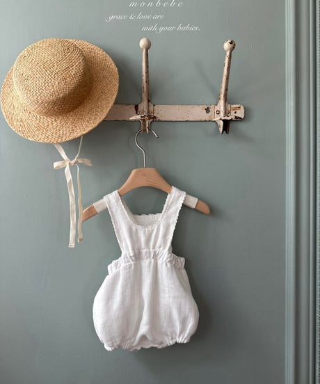 83[予約]monbebe pure linen suspender suit