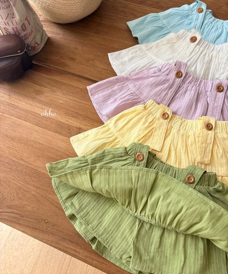 12[予約]ohho eyelet shirring string skirt