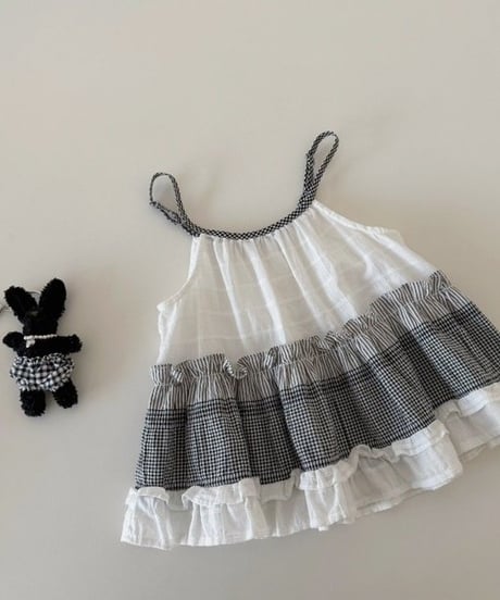 23[予約]mydaughter mini check tiered sleeveless top
