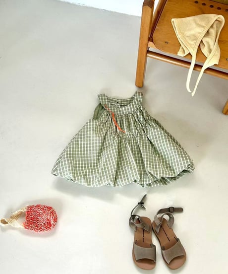 51[予約]aiai olive check balloon blouse