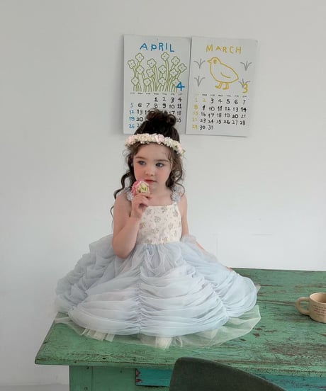 8[予約]aiai blue bell shirring dress
