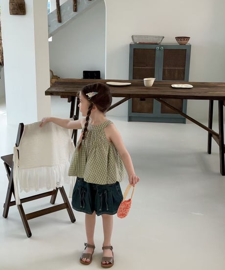 51[予約]aiai olive check balloon blouse
