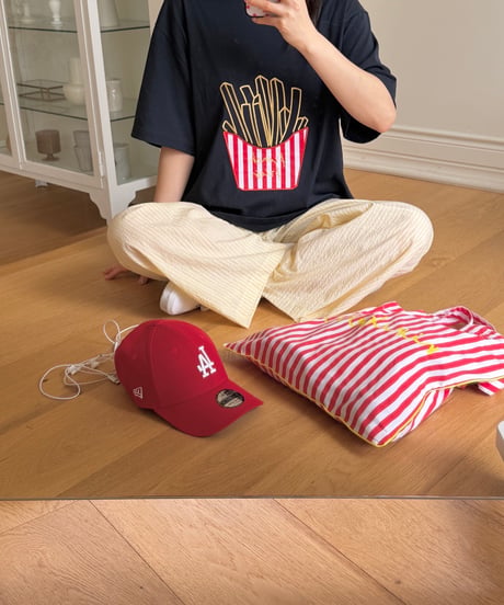 18[予約]ninibello french fries short sleeve t-shirt(adult)