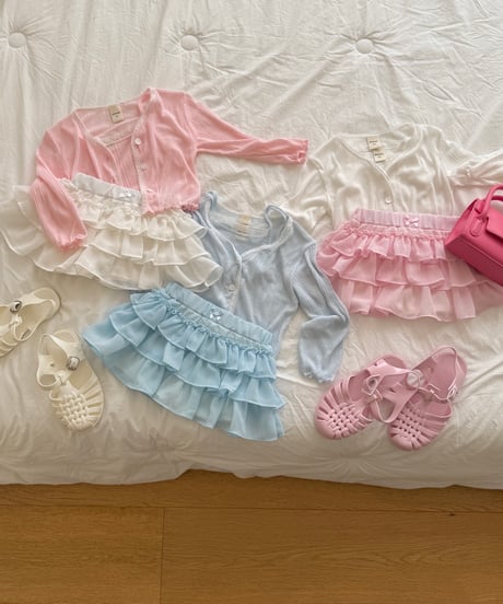 25[予約]ninibello sherbet sleeveless cardigan set
