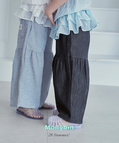 4[予約]Mollybin wide shirring pants