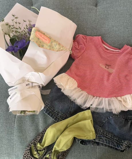 83[予約]aiai bebe striped tiered top