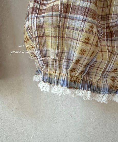 80[予約]monbebe check peony ballon shorts