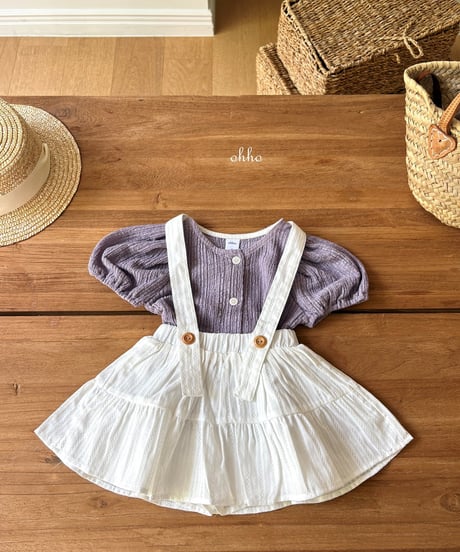 12[予約]ohho eyelet shirring string skirt