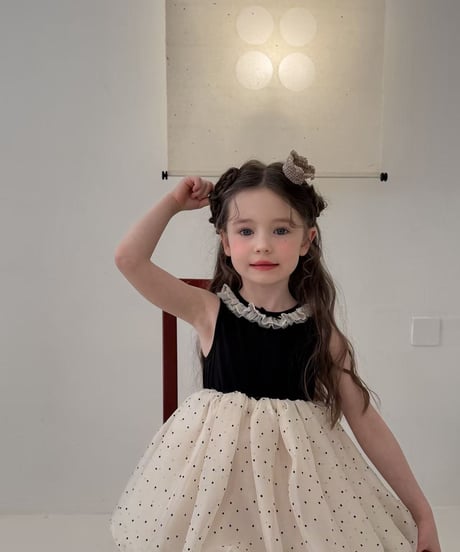19[予約]aiai black combination dot dress