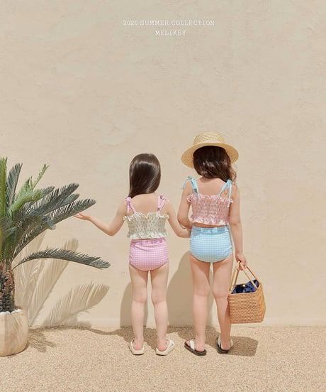 76[予約]melikey lily check swim set
