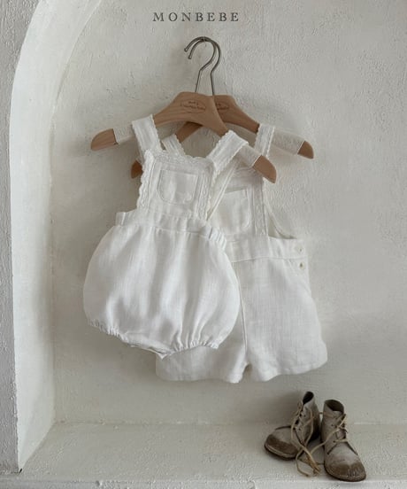83[予約]monbebe pure linen suspender suit