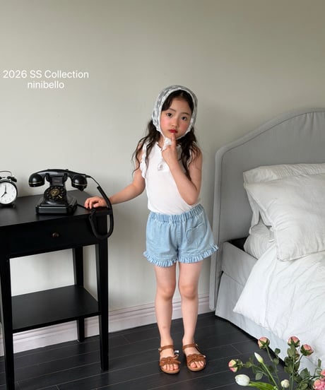 90[予約]ninibello heart frill denim pants