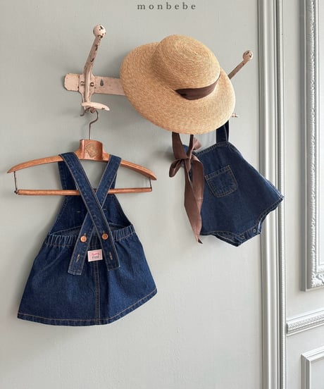 30[予約]monbebe bongbong denim overall skirt