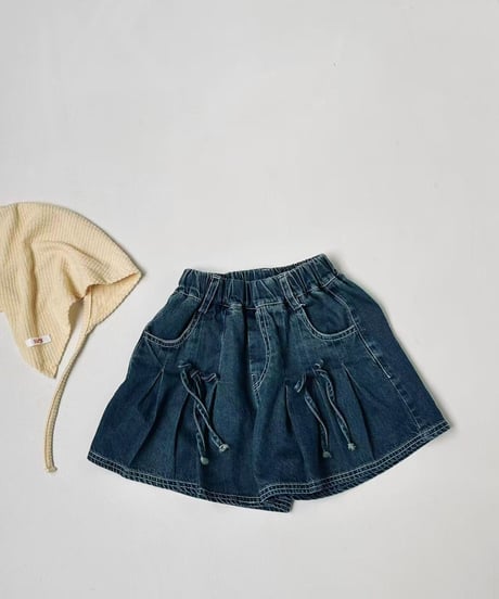 52[予約]aiai twin ribbon denim shorts