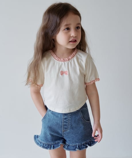18[予約]momoann frill denim shorts