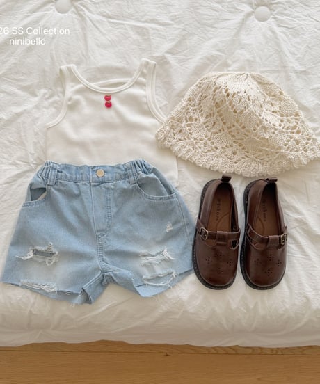88[予約]ninibello tomato button sleeveless top