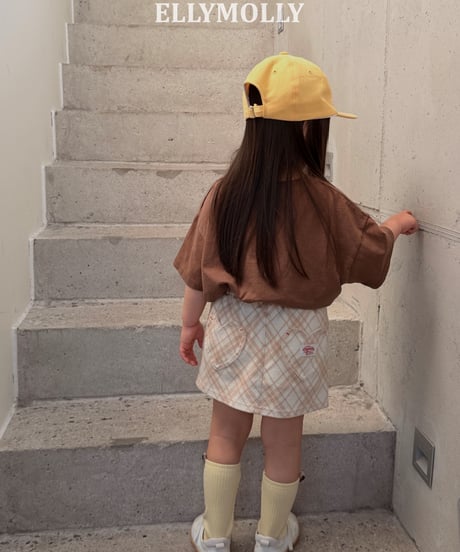 261[予約]ELLYMOLLY slash check skirt