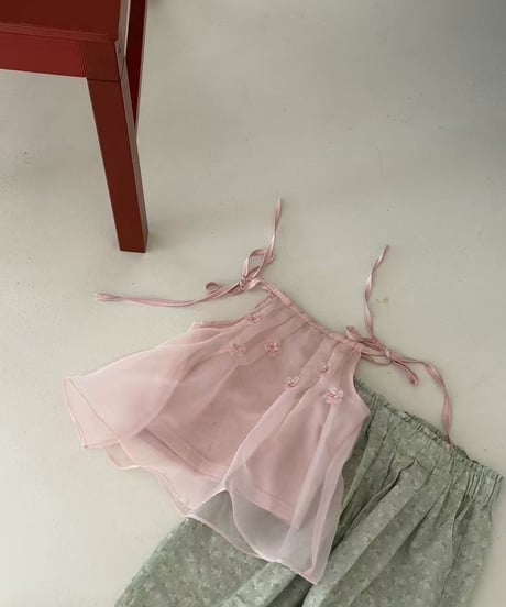 47[予約]aiai peach chiffon flower blouse