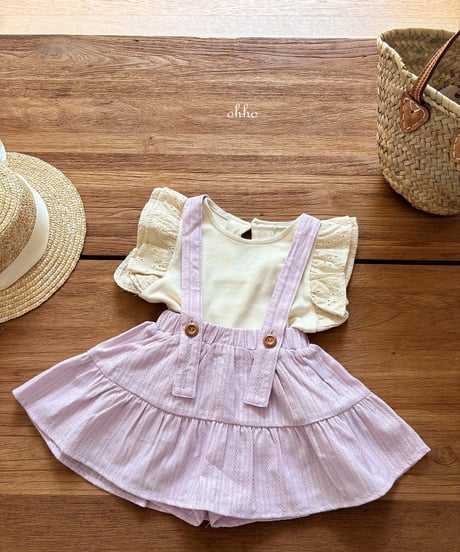 12[予約]ohho eyelet shirring string skirt