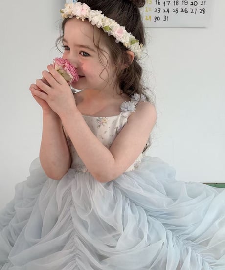 8[予約]aiai blue bell shirring dress