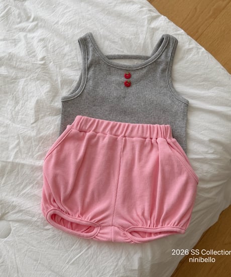 88[予約]ninibello tomato button sleeveless top