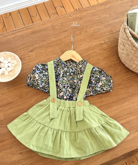 12[予約]ohho eyelet shirring string skirt