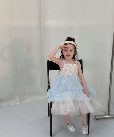 8[予約]aiai blue bell shirring dress