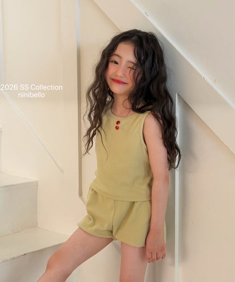 88[予約]ninibello tomato button sleeveless top