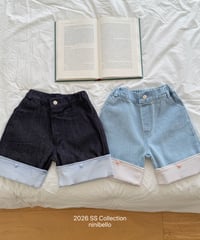 71[予約]ninibello check roll up denim pants