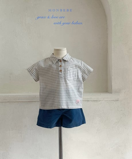 99[予約]monbebe leo check shirt
