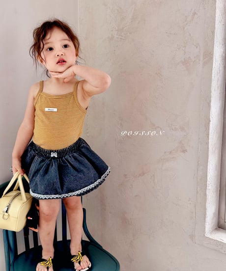 12[予約]poisson black denim skirt pants