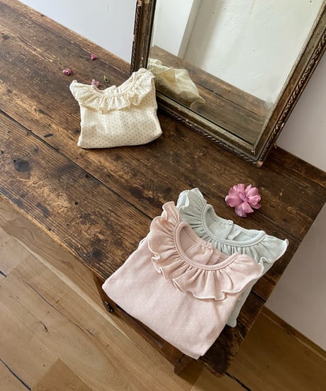 21[予約]anneshirley grayish frill dot t-shirt
