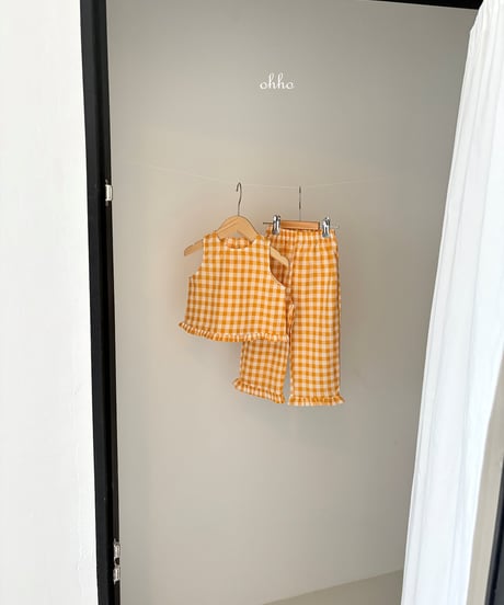 18[予約]ohho gingham frill pants