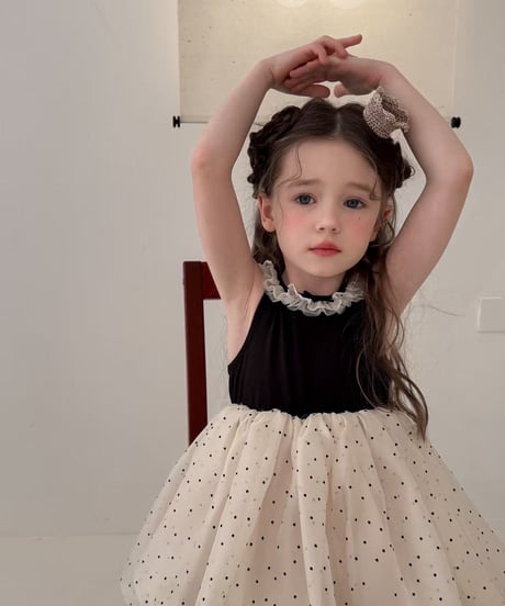 19[予約]aiai black combination dot dress
