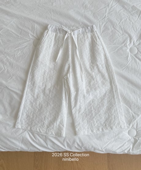 49[予約]ninibello mori punching eyelet pants