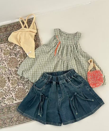 51[予約]aiai olive check balloon blouse