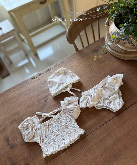 69[予約]marron flower swimwear(XS-L)