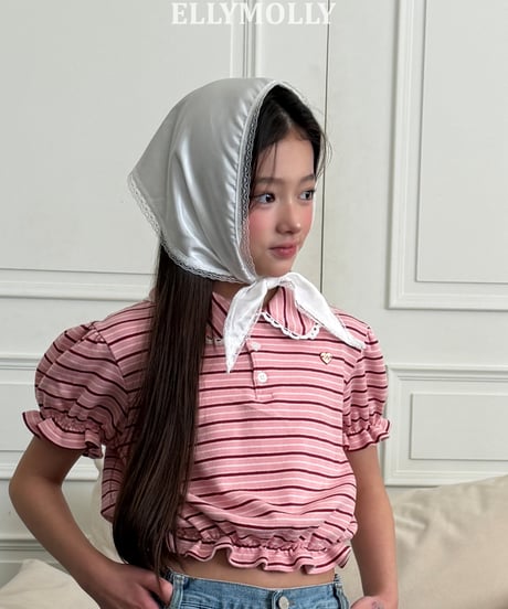 252[予約]ELLYMOLLY curling collar frill t