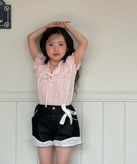 67[予約]ninibello love it half denim pants