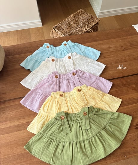 12[予約]ohho eyelet shirring string skirt