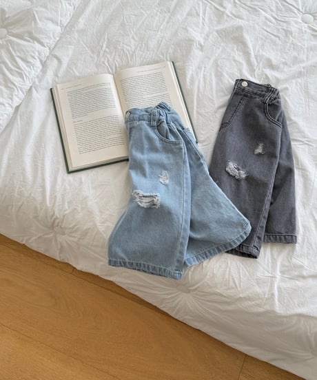 69[予約]ninibello damaged ice denim pants