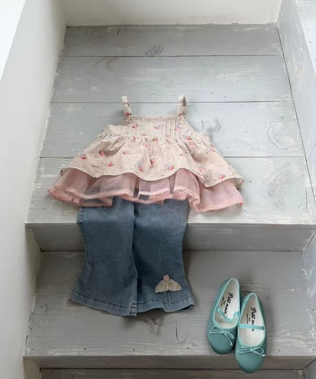 55[予約]aiai pink flower tulle blouse