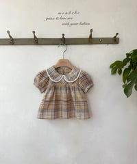 81[予約]monbebe check peony blouse