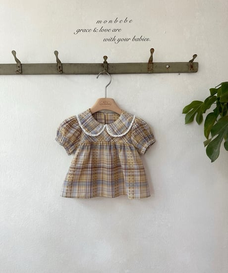 81[予約]monbebe check peony blouse