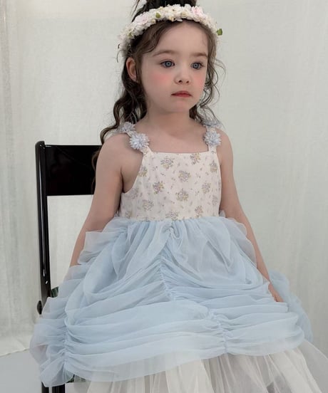 8[予約]aiai blue bell shirring dress