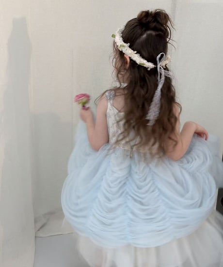 8[予約]aiai blue bell shirring dress