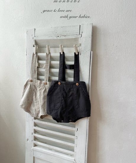 54[予約]monbebe linen suspender shorts