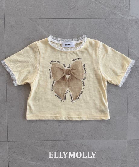16[予約]ELLYMOLLY slab ribbon t-shirt
