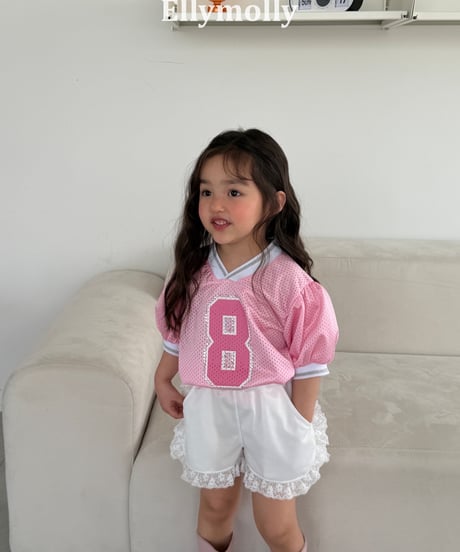 6[予約]ELLYMOLLY mesh puff v-neck t