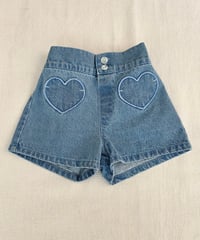 19[予約]mon Atelier love denim shorts